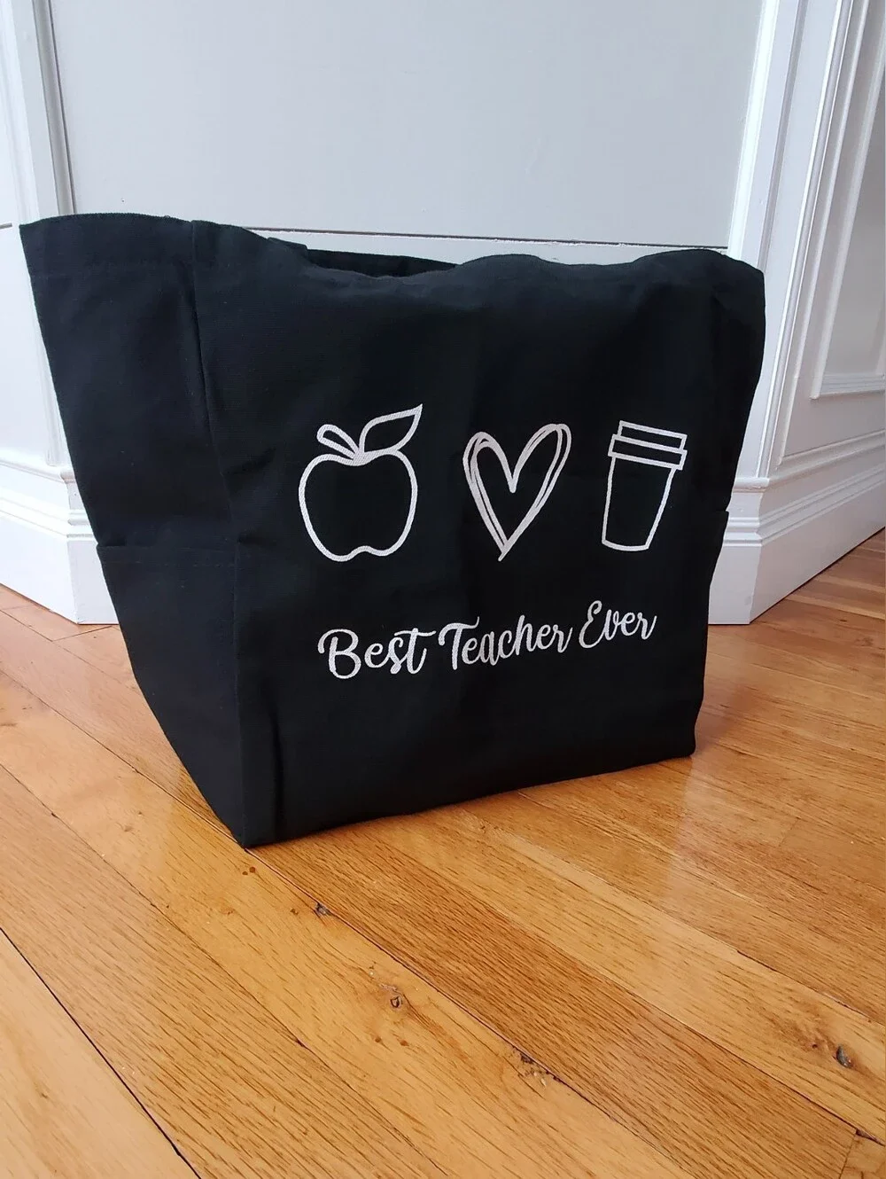 Best Teacher Ever Black Tote Bag - Teacher Gift